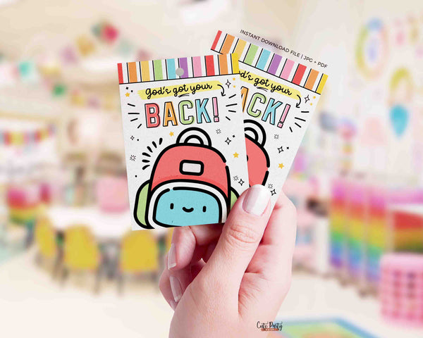 God's got your back Tag Sunday School Printable Backpack Prayer Tag INSTANT DOWNLOAD Religious Tag Backpack Blessing cards church gift tag