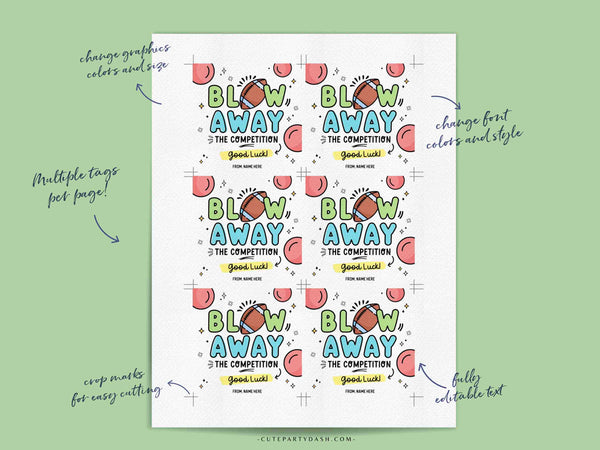 Football Blow Away The Competition Gift Tag INSTANT DOWNLOAD Printable Good Luck Big Game Day Treat Sucker Lollipop Gum Candy Pun gift