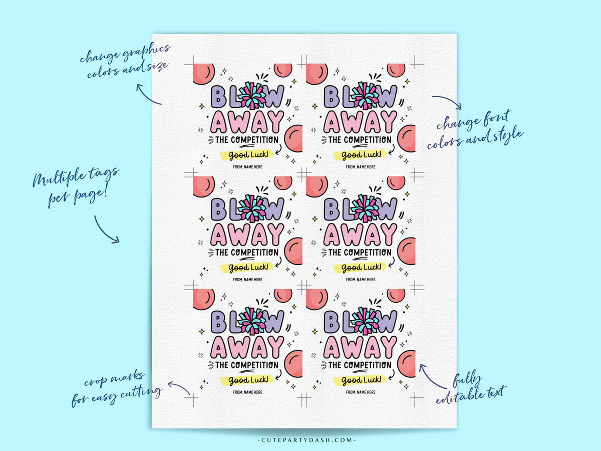 Blow Away The Competition Gift Tag – Cute Party Dash