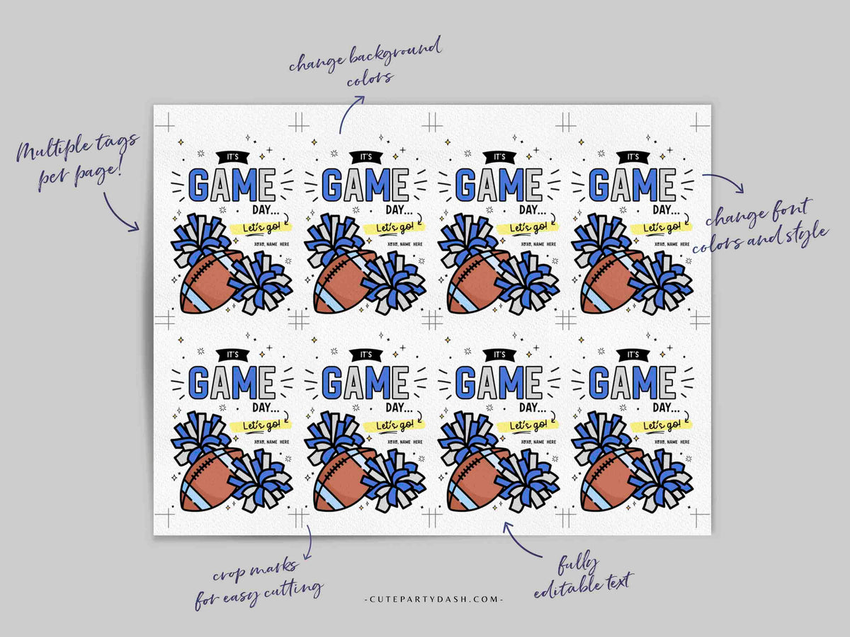 Football Game Day Gift Tag – Cute Party Dash
