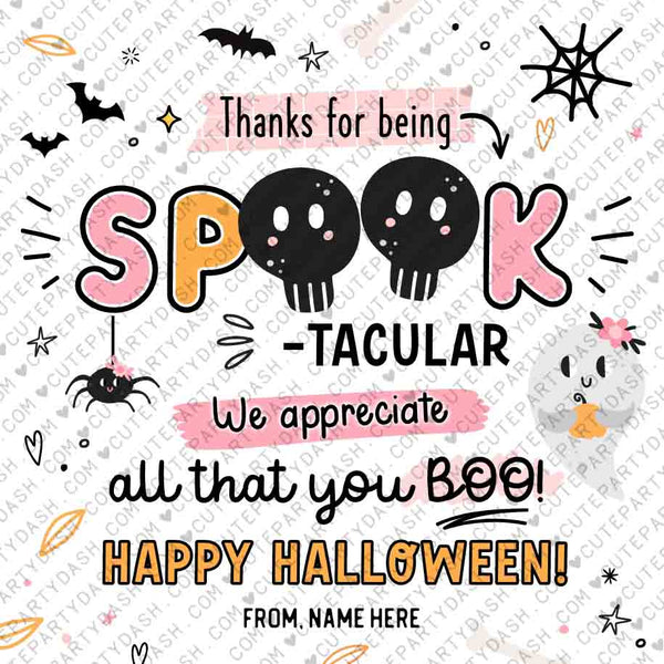 Halloween Appreciation Printable Gift Tags Thanks All You Boo INSTANT DOWNLOAD Editable Pink Spook-Tacular Employee Volunteer Team Teacher