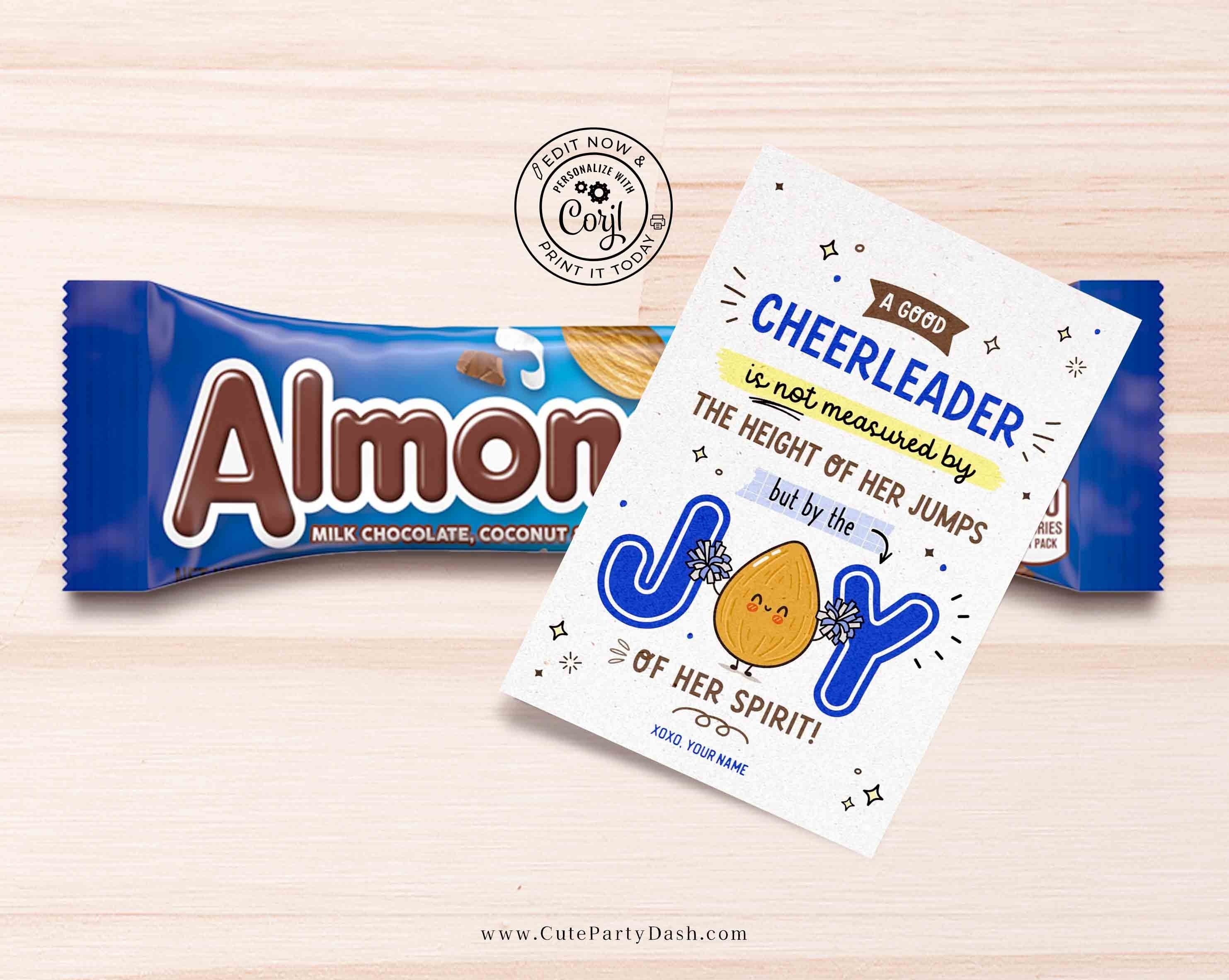 Almonds Joy Cheerleading Gift Tags Template – Cute Party Dash