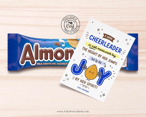Cheerleader Printable Gift Tags INSTANT DOWNLOAD Printable Joy Cheer Candy Tag Cheerleading Snack Bag Game Day Treats Squad Team
