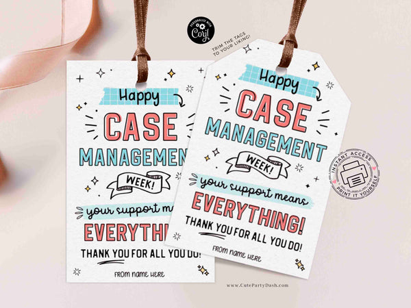 Case Management Week Printable Gift Tag INSTANT DOWNLOAD Printable Case Manager Appreciation Week Editable Tag CM Week Case manager gifts