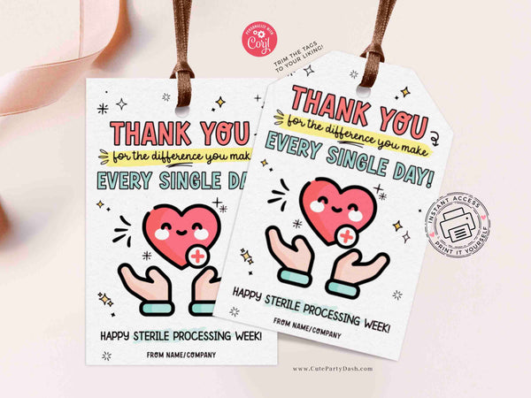 Sterile Processing Week Printable Gift Tag INSTANT DOWNLOAD Printable SPD Week Appreciation Week Editable Central Service Healthcare Heroes