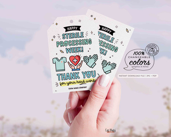Sterile Processing Week Printable Gift Tag INSTANT DOWNLOAD Printable SPD Week Appreciation Week Editable Central Service Healthcare Heroes