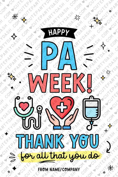 Physician Assistant Week Gift tag Printable INSTANT DOWNLOAD Editable Happy PA Appreciation Week gifts Decor Physician Associate Recognition