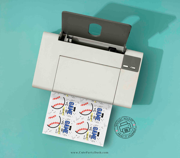 Baseball Game Day Treat Tag INSTANT DOWNLOAD Printable Baseball Good Luck Big Game Day Blue and Silver Baseball Game Day Treats Snack Bag