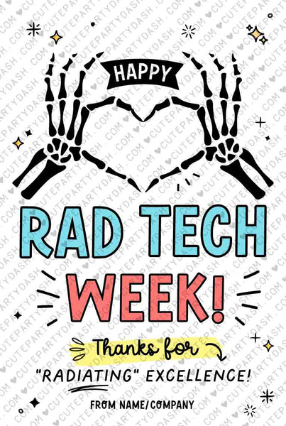 Rad Tech Week Gifts Tag Printable INSTANT DOWNLOAD Editable Happy Radiology Tech Week Appreciation Gifts Xray Technician Recognition Label