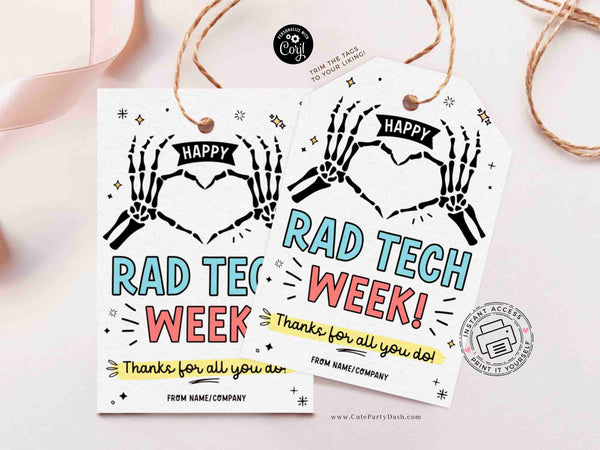 Rad Tech Week Gifts Tag Printable INSTANT DOWNLOAD Editable Happy Radiology Tech Week Appreciation Gifts Xray Technician Recognition Label