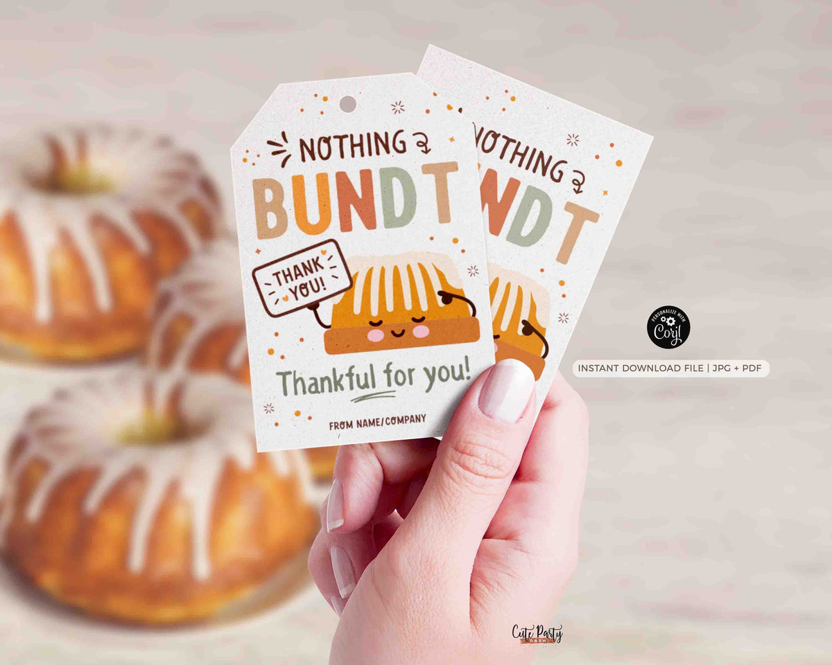 Fall Thanksgiving Bundt Cake Thankful for you Tag – Cute Party Dash