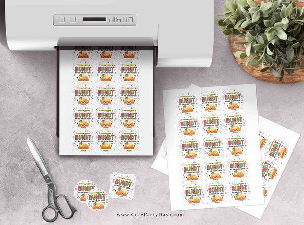 Christmas Bundt Cake Sticker Tag INSTANT DOWNLOAD Winter Break Teacher gift EDITABLE Nothing Bundt Joy 2"round Sticker Thank You Bundt