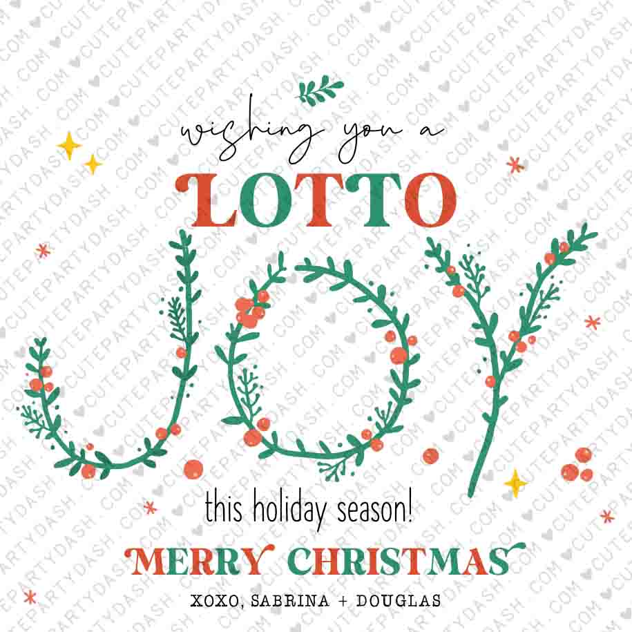 Christmas Wishing you a Lotto Holiday Cheer Gift Tag INSTANT DOWNLOAD