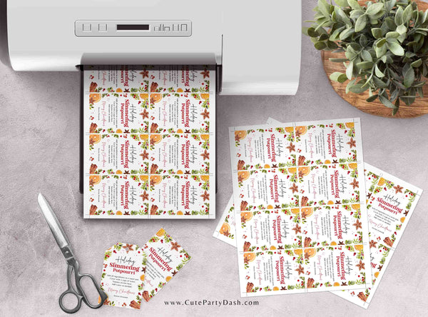 Printable Holiday Simmering Stovetop Potpourri Tag INSTANT DOWNLOAD Teacher Gift Idea Editable Homemade Christmas Potpourri Instructions Tag