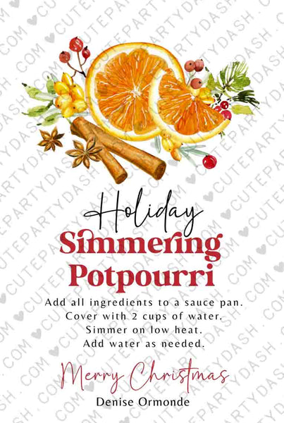 Printable Holiday Simmering Stovetop Potpourri Tag INSTANT DOWNLOAD Teacher Gift Idea Editable Homemade Christmas Potpourri Instructions Tag