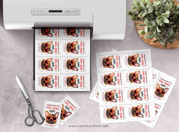 Printable Dog Valentine's Day Cards Printable INSTANT DOWNLOAD Classroom Valentine Kids School Tag Happy Valentine's Day EDITABLE Puppy