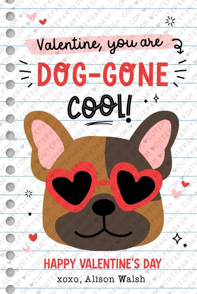 Printable Dog Valentine's Day Cards Printable INSTANT DOWNLOAD Classroom Valentine Kids School Tag Happy Valentine's Day EDITABLE Puppy