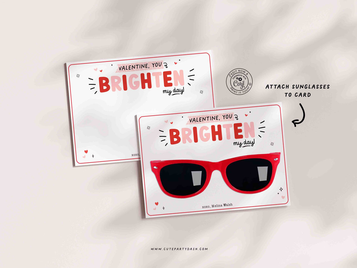 Heart Sunglasses Valentine's Day Card Holder INSTANT DOWNLOAD