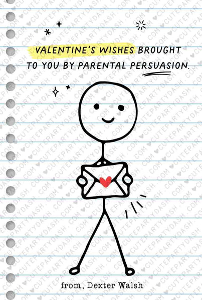 Funny Kids Valentine's Day Cards Printable INSTANT DOWNLOAD Classroom Kids School Tag Happy Valentine's EDITABLE Stick Figure Humor Card