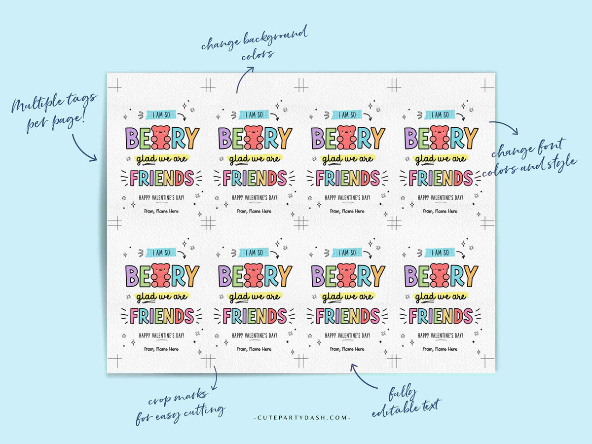 Gummy Bear Valentine's Day Gift Tag Printable INSTANT DOWNLOAD – Cute Party Dash gummy-bear-valentine-s-day-gift-tag-printable-instant-download-cute-party-dash