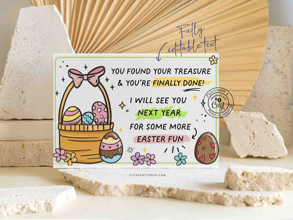 Indoor Easter Egg Hunt Printable INSTANT DOWNLOAD Editable Easter Scavenger Hunt Game for Kids Activity Treasure Hunt Clues Bunny