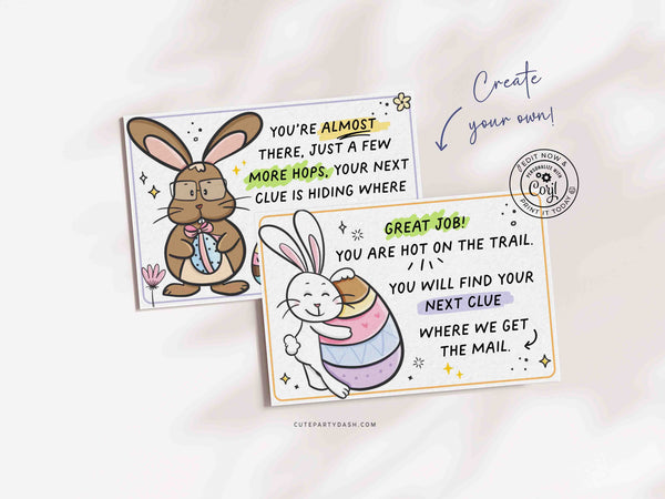 Indoor Easter Egg Hunt Printable INSTANT DOWNLOAD Editable Easter Scavenger Hunt Game for Kids Activity Treasure Hunt Clues Bunny