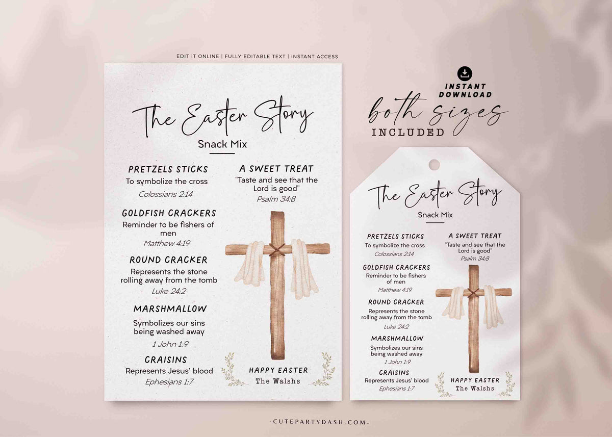 Easter Story Snack Mix Gift Tag Printable INSTANT DOWNLOAD – Cute Party Dash for The Easter Story Snack Mix Free Printable