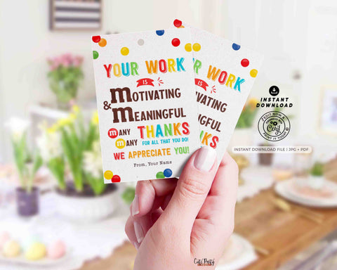 Staff Appreciation Gift Tag Printable INSTANT DOWNLOAD Editable Employee Appreciation Week Chocolate Candy Thank You Coworkers Break Room