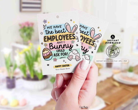 Employee Appreciation Happy Easter Gift Tag Printable INSTANT DOWNLOAD Editable Spring Gift for For Staff Office Coworker Admin Business