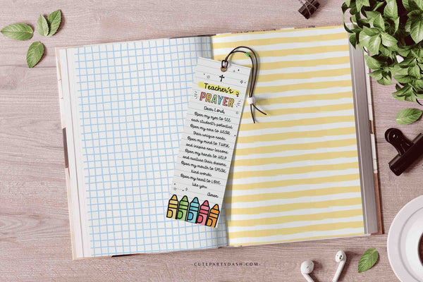 Teacher's Prayer Bookmark INSTANT DOWNLOAD Printable First Day of Sunday School Year Prayer bookmark Christian Teacher Appreciation Gift