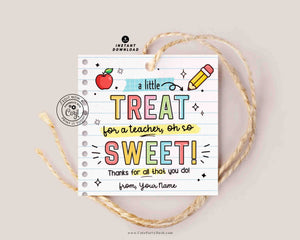 Little Treat Teacher Appreciation Week Gift Tag Printable INSTANT DOWNLOAD EDITABLE last Day School gift for Teacher Cookies Label Sticker