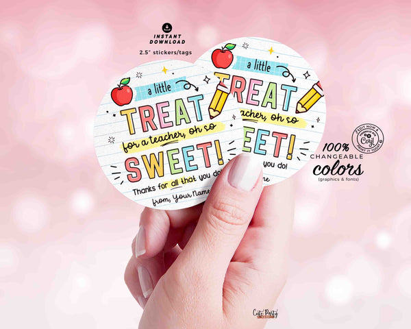 Little Treat Teacher Appreciation Week Tag Sticker Printable INSTANT DOWNLOAD last Day School gift for Teacher Cookies Label Sticker