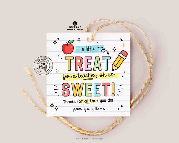 Little Treat Teacher Appreciation Week Tag Sticker Printable INSTANT DOWNLOAD last Day School gift for Teacher Cookies Label Sticker