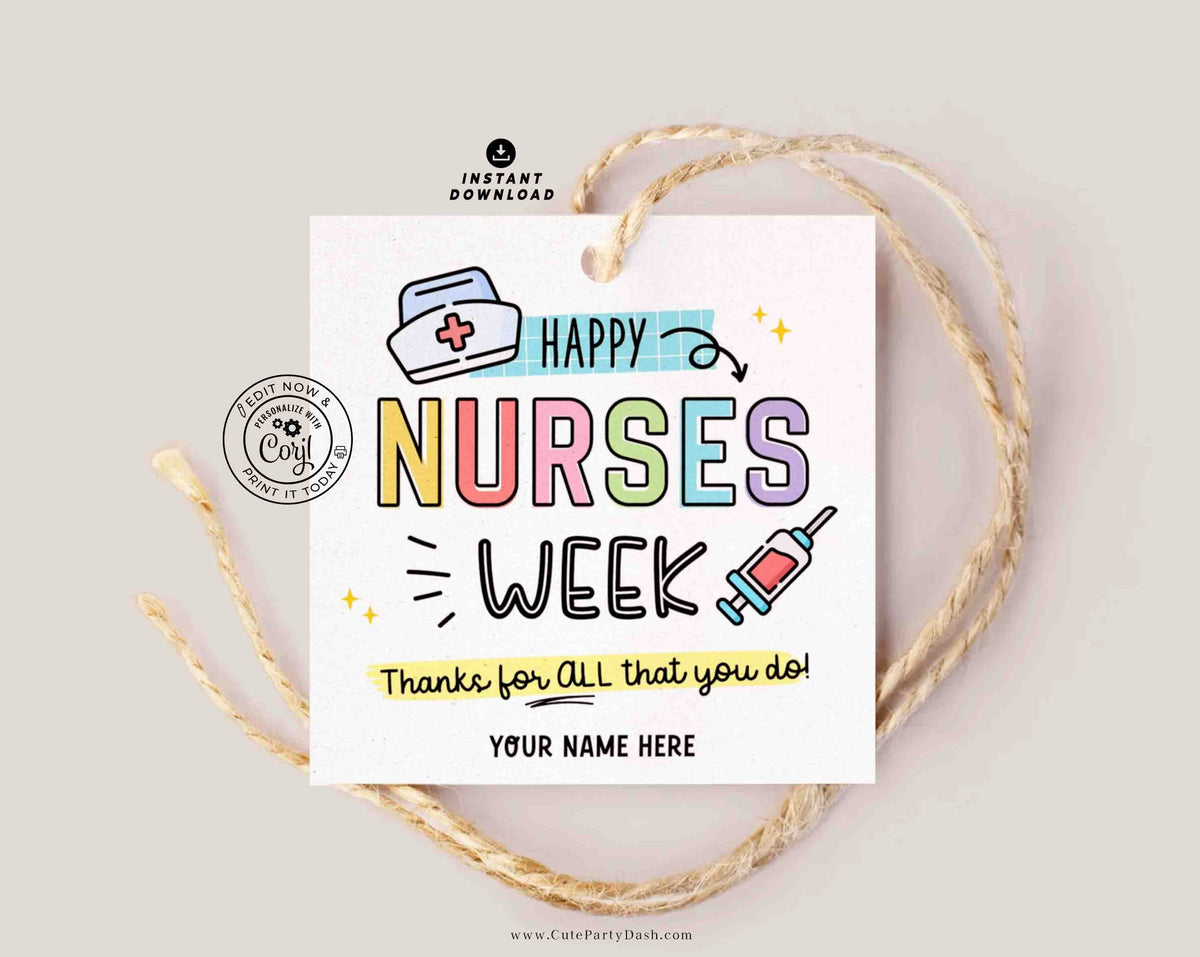 Nurses Week Gift Tags Printable INSTANT DOWNLOAD – Cute Party Dash Nurses Week Gift Tags Printable INSTANT DOWNLOAD – Cute Party Dash