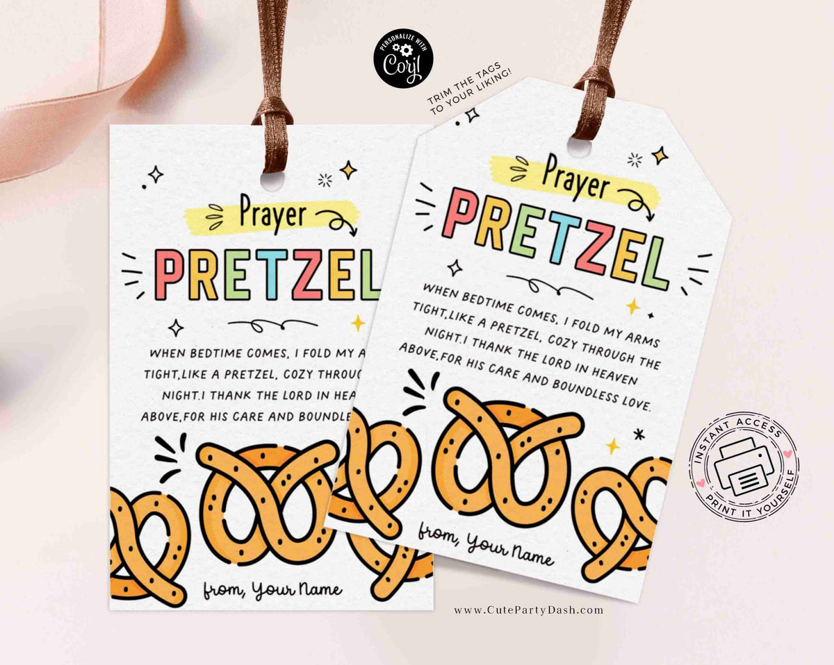 Sunday School Printable Pretzel Prayer Tag INSTANT DOWNLOAD Cute Sunday School Printable Pretzel Prayer Tag INSTANT DOWNLOAD Cute