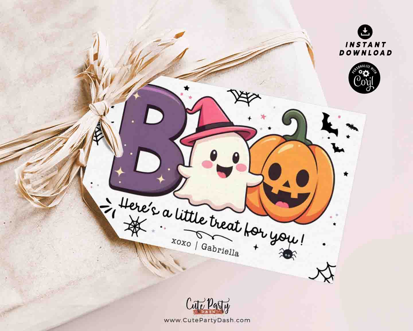 Boo a Little Treat for you Halloween Gift tag Printable INSTANT DOWNLOAD – Cute Party Dash for Free Printable Halloween Tags For Teachers