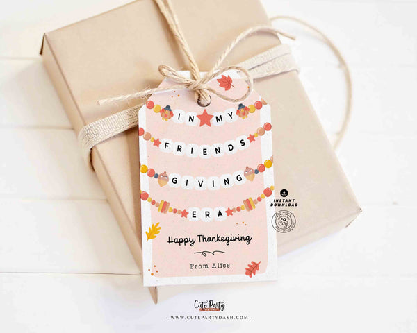 In My Friendsgiving Era Thanksgiving Gift Tag Printable INSTANT DOWNLOAD Friendship Bracelet Trendy Thanksgiving Favor Tag Festive Party