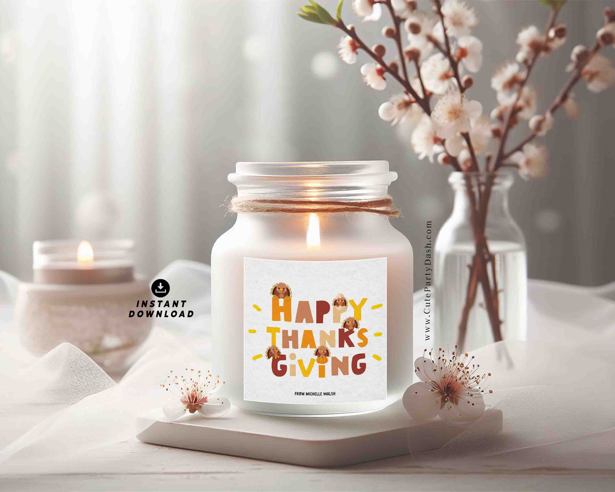 Happy Thanksgiving Tag Printable INSTANT DOWNLOAD – Cute Party Dash