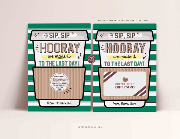 Thanks a Latte Gift Card Holder Coffee Thank You Teacher Card template Printable Last day of School Editable Gift card INSTANT DOWNLOAD