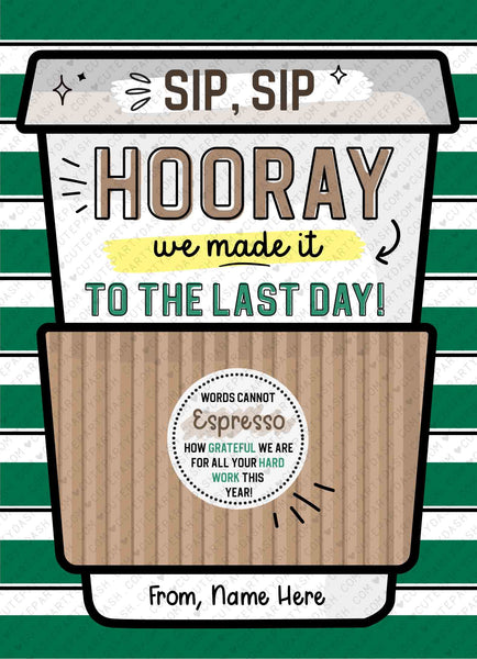 Thanks a Latte Gift Card Holder Coffee Thank You Teacher Card template Printable Last day of School Editable Gift card INSTANT DOWNLOAD