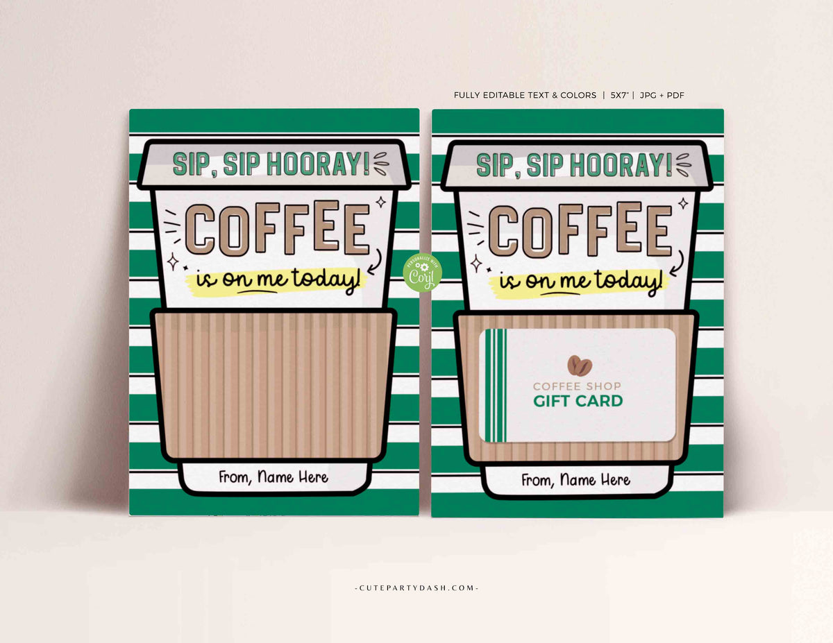 Thanks a Latte Coffee Gift Card Holder Template – Cute Party Dash