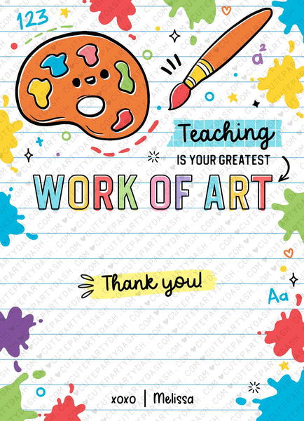 Editable Art Teacher Thank You Gift Card Holder template Printable Appreciation Week Gift End of the year Gift Card Holder INSTANT DOWNLOAD