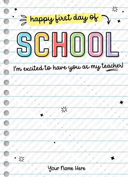 Happy First Day of School Gift Card Holder Editable Welcome Back to School Teacher Gift card School Supplies Card INSTANT DOWNLOAD