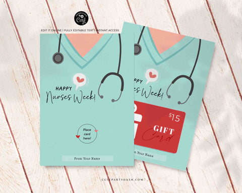 Nurses Week Gift Card Holder Printable INSTANT DOWNLOAD Editable Coffee Thank You Card template Staff Employee Gift for Nurse Doctors