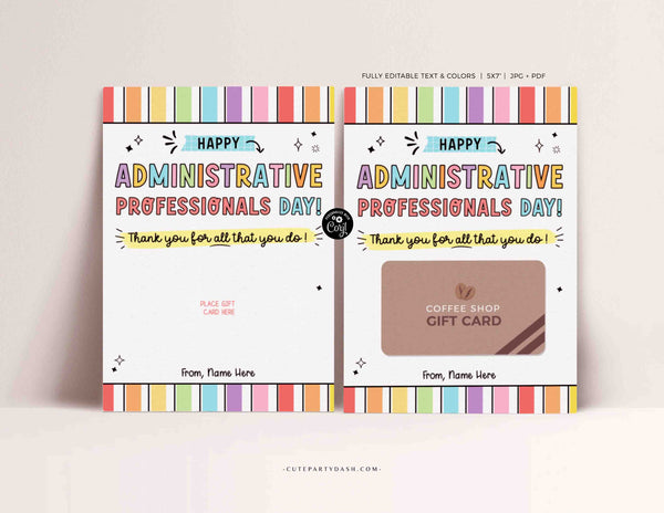 Administrative Professionals Day Gift Card Holder INSTANT DOWNLOAD Employee Appreciation Week Printable Thank You Gift for Staff team member