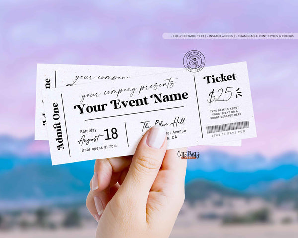 Printable Event Ticket, Concert Event Fake Ticket, School Event Ticket Template - Instant Download