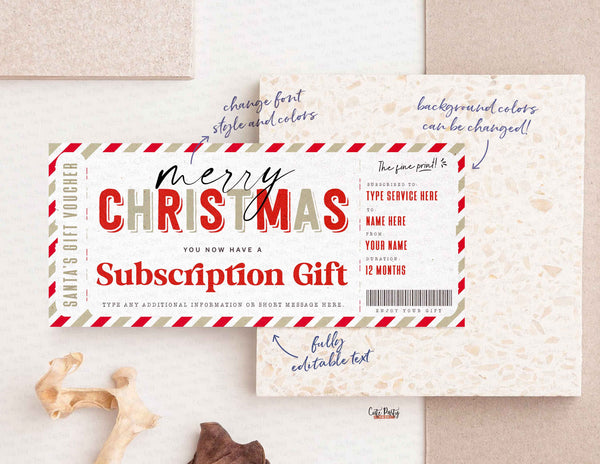 Christmas Subscription Gift Ticket Voucher, Streaming Service Subscription Gift - Digital Download