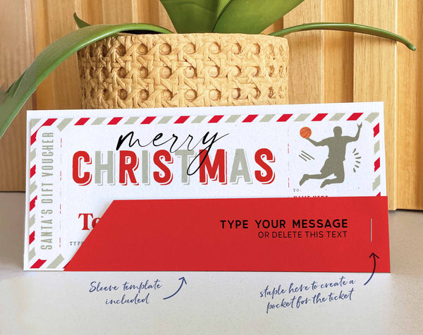 Christmas Basketball Game Ticket Template, Game Ticket Gift idea - Digital Download
