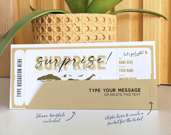 Zoo Trip Ticket Template, Surprise Zoo Trip Gift Voucher - Digital Download