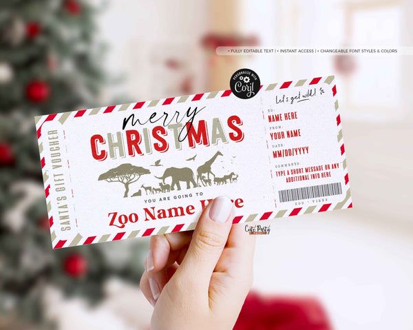 Zoo Trip Ticket Template, Surprise Zoo Trip Gift Voucher - Digital Download